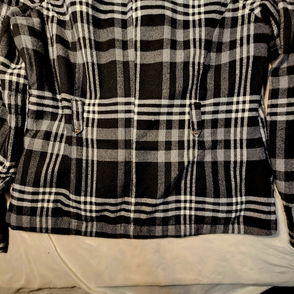 JOU JOU black white plaid 6 button closure pea coat jacket - Picture 6 of 14